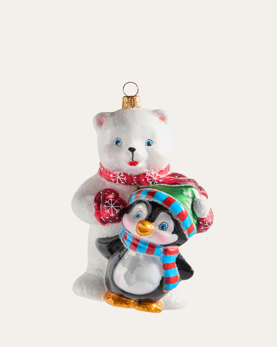 Polar Bear with Penguin Christmas Ornament